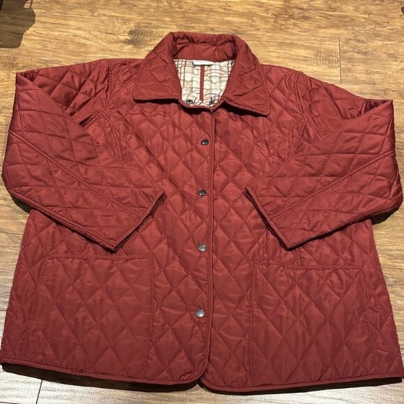 Three Hearts Quilted lightweight Jacket in Deep warm Red 1X - Picture 1 of 12